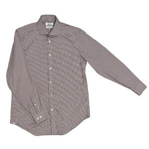 Calvin Klein Men's Button Down Shirt Sz M,15.5 32/33 Burgundy Checkered Non Iron